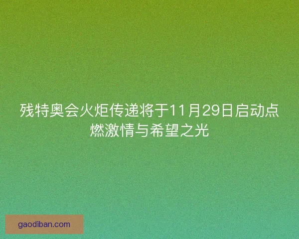 残特奥会火炬传递将于11月29日启动点燃激情与希望之光