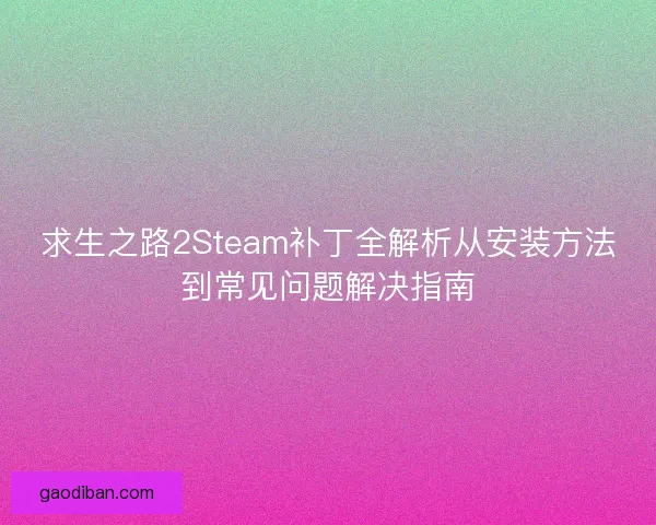 求生之路2Steam补丁全解析从安装方法到常见问题解决指南
